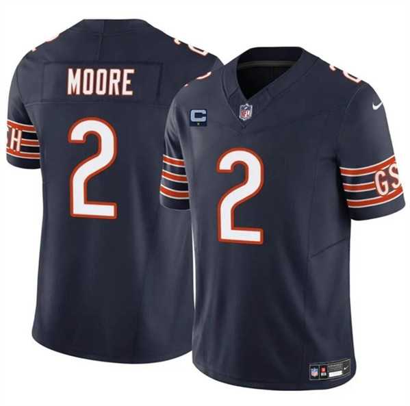 Men & Women & Youth Chicago Bears #2 DJ Moore Navy 2024 F.U.S.E. With 1-star C Patch Vapor Untouchable Limited Stitched Jersey